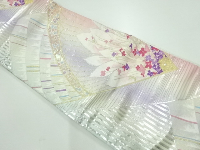 リサイクル　花模様織出し袋帯